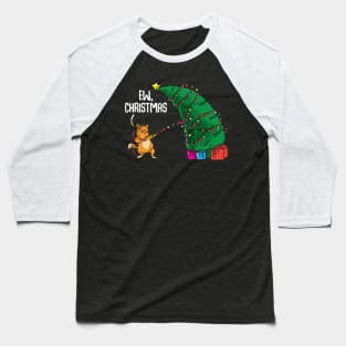 Cat Destroying Christmas. Sweatshirt For Cat Lovers and Christmas Parties. Baseball T-Shirt